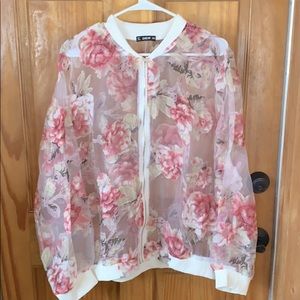 See-through flower patterned jacket